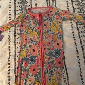 Little Sleepies Pink and Yellow Floral Kids Footie